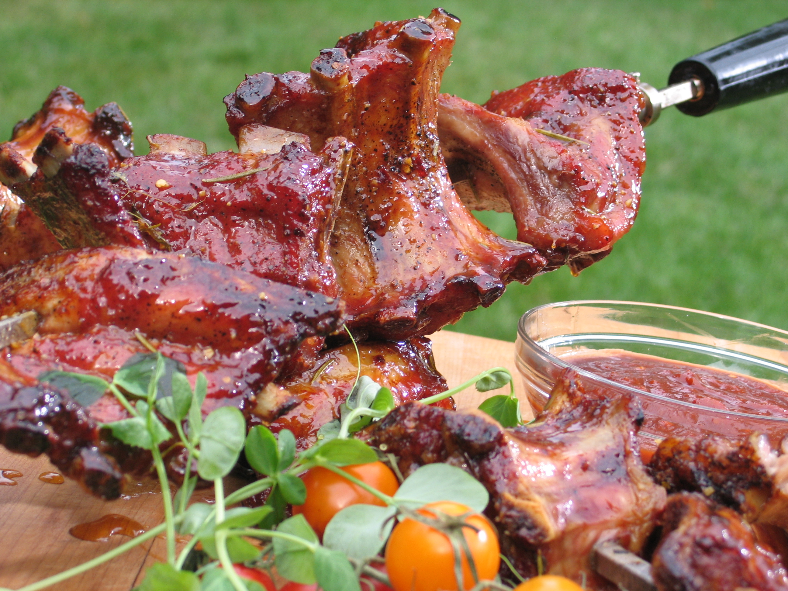Rotisserie Baby Back Pork Ribs with Balsamic Onion Marmalade