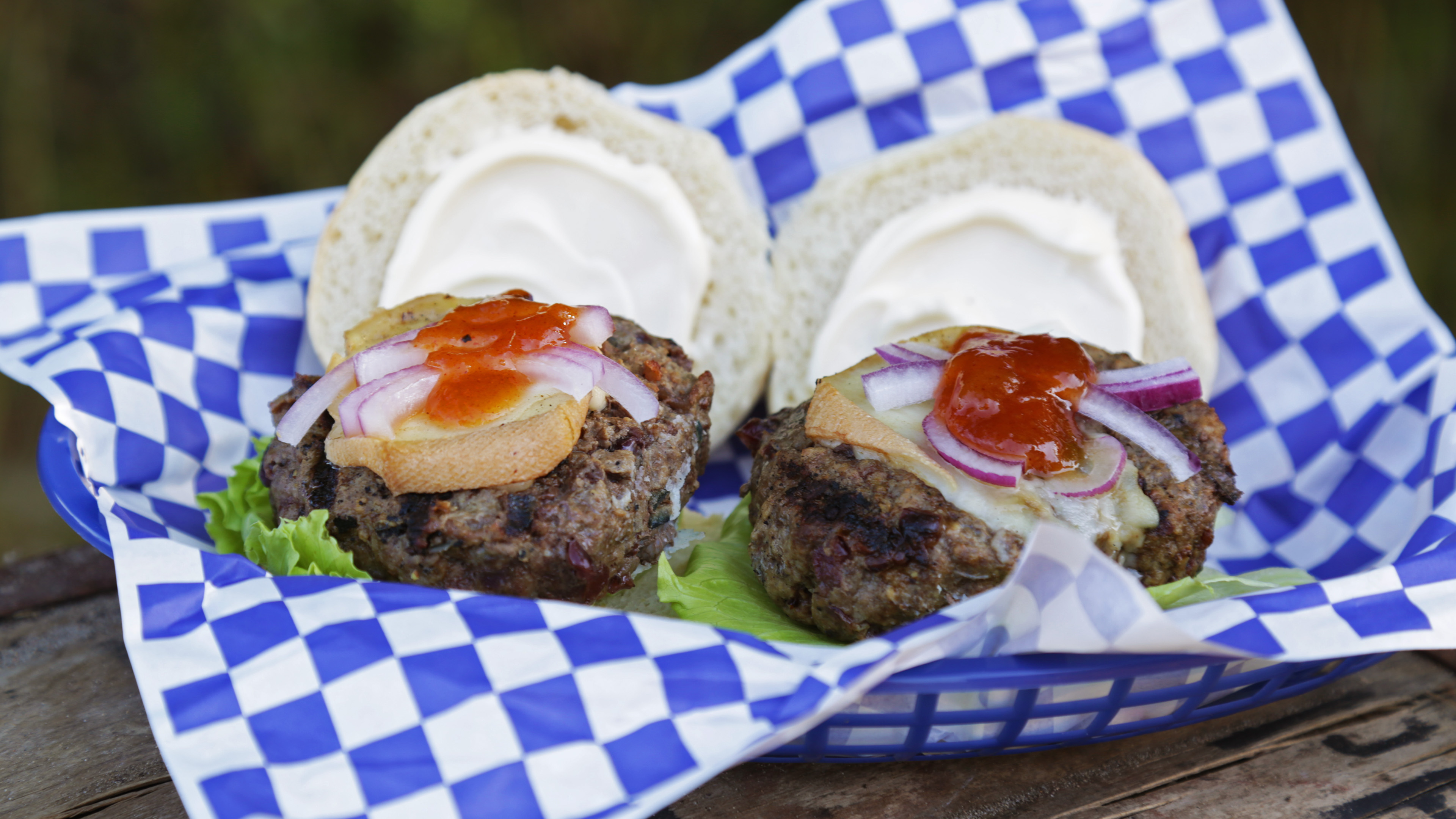 BISON AND CRANBERRY CHEESEBURGERS