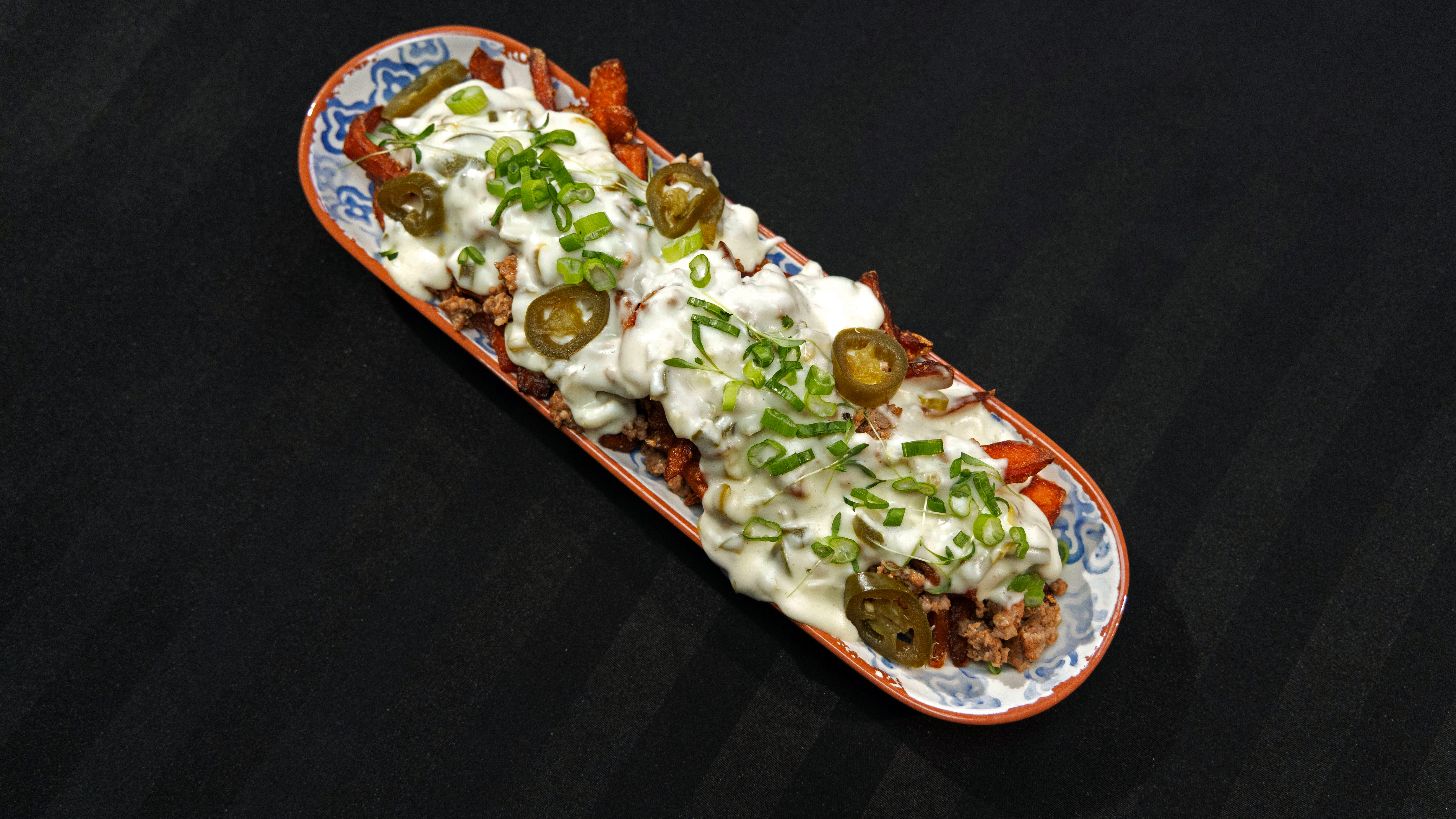 Sweet Potato Poutine with Chorizo and Queso Blanco