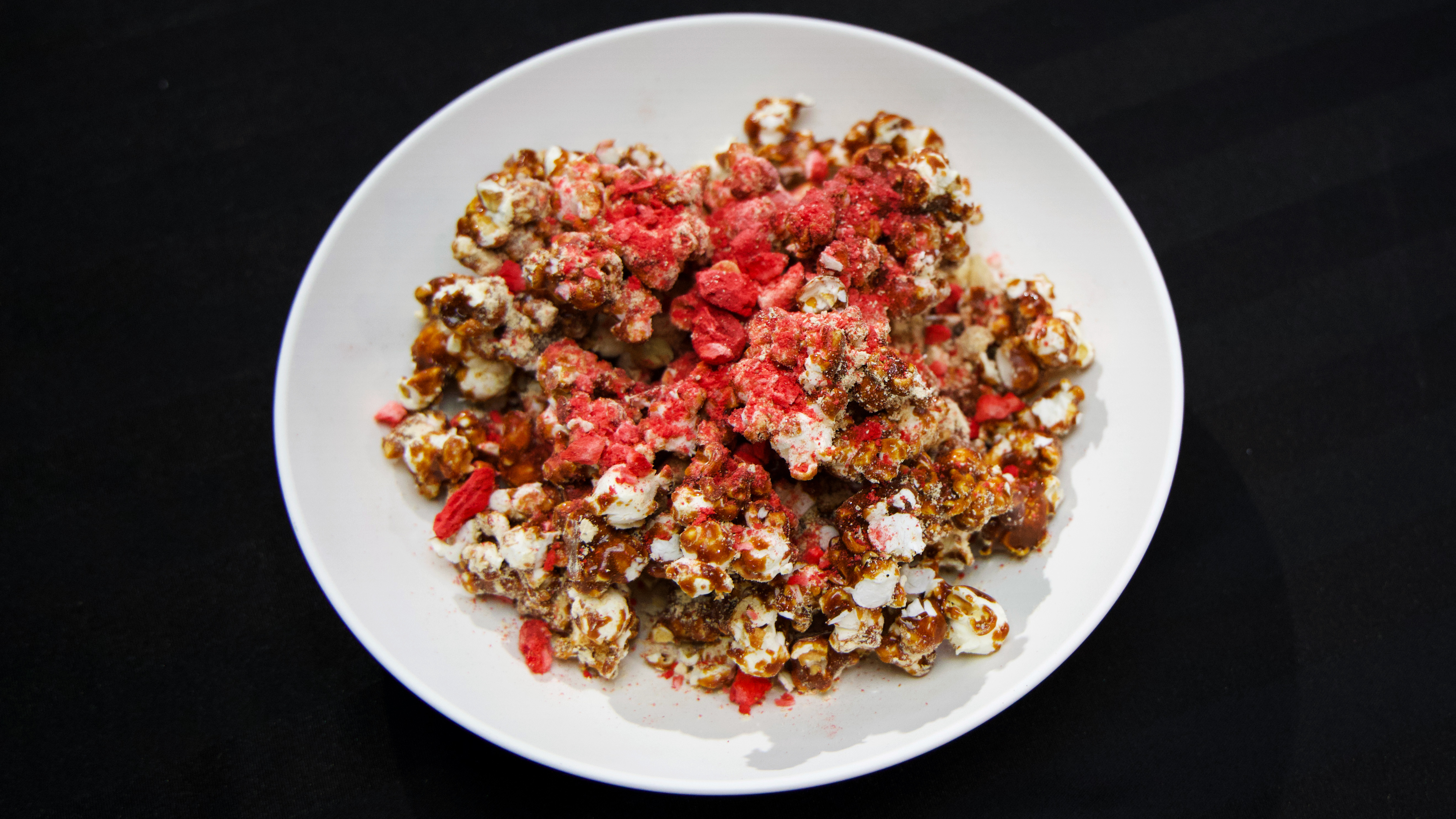 Peanut Butter and Jelly Caramel Corn
