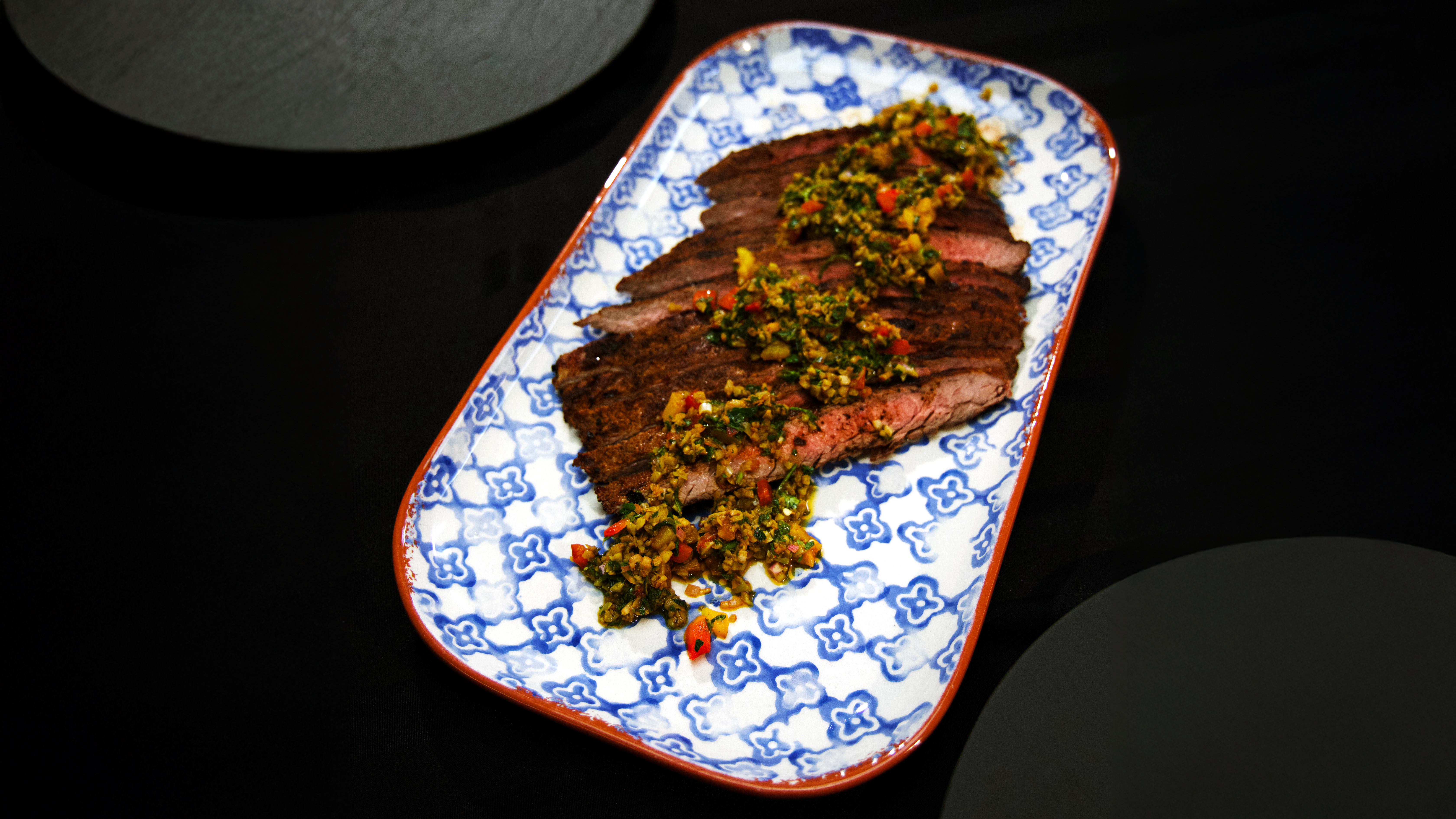 Grilled Flank Steak and Roasted Pepper Chimichurri