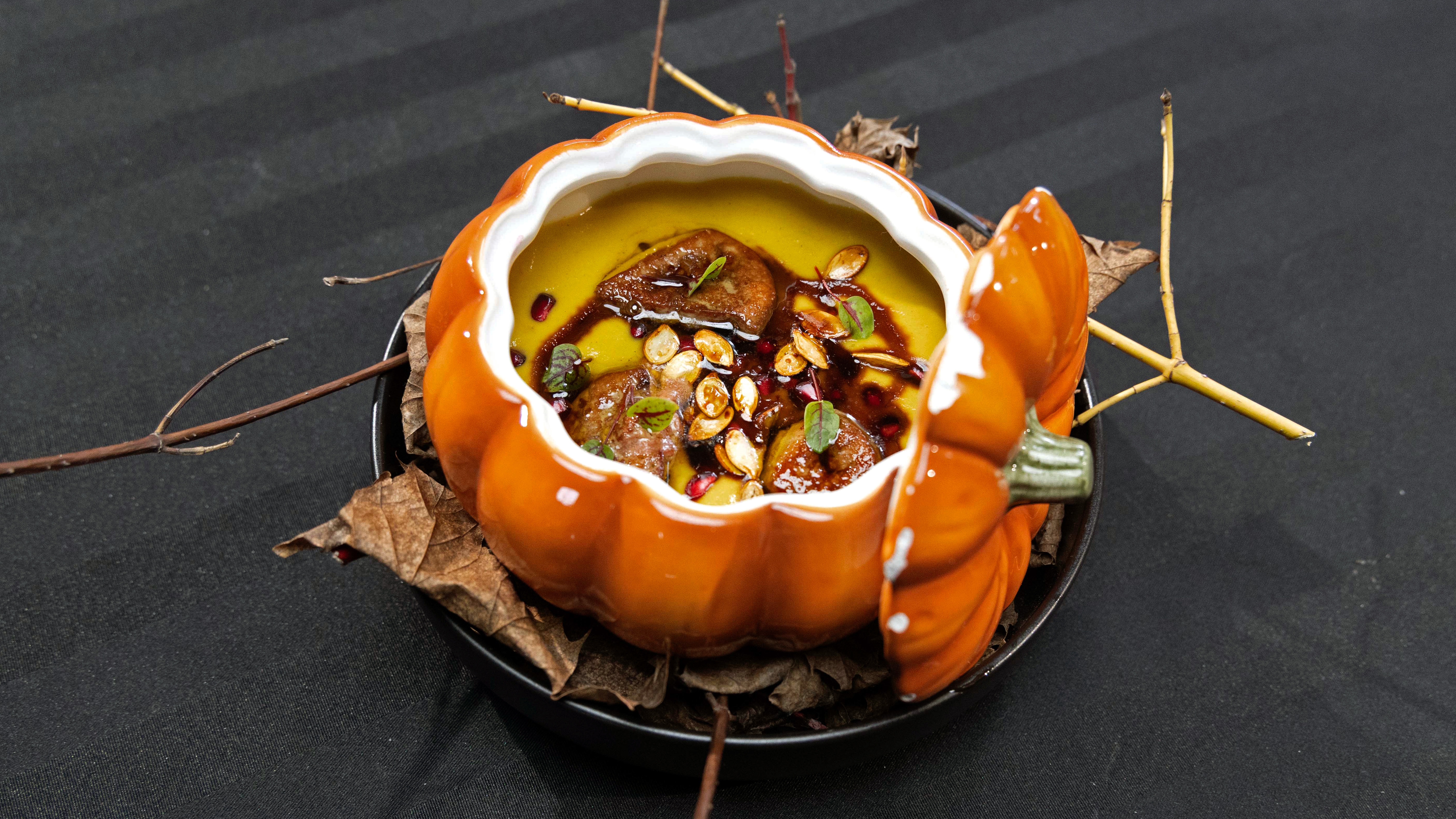 Squash Curry Soup with Foie Gras