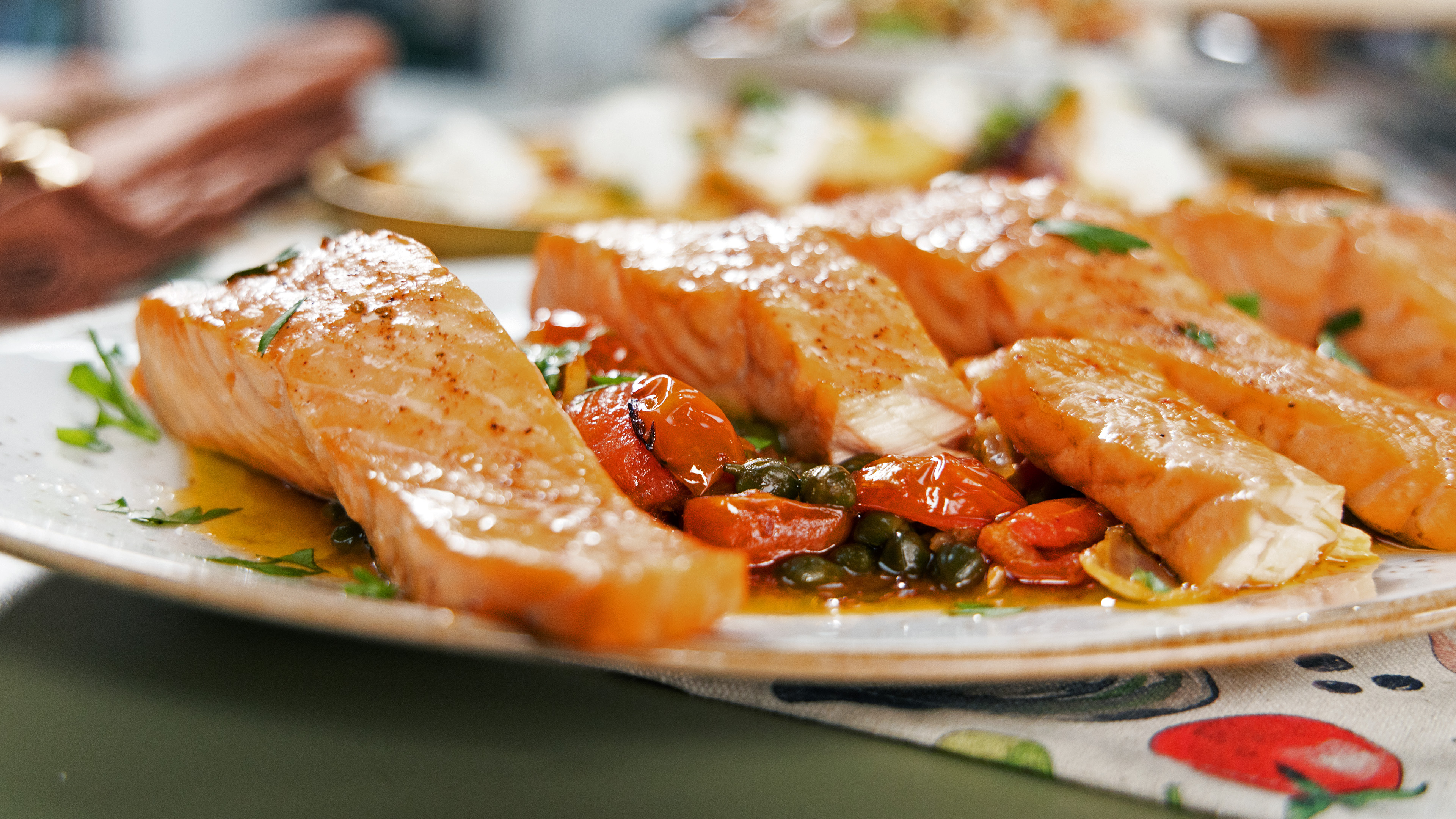 Baked Salmon with Cherry Tomatoes and Capers
