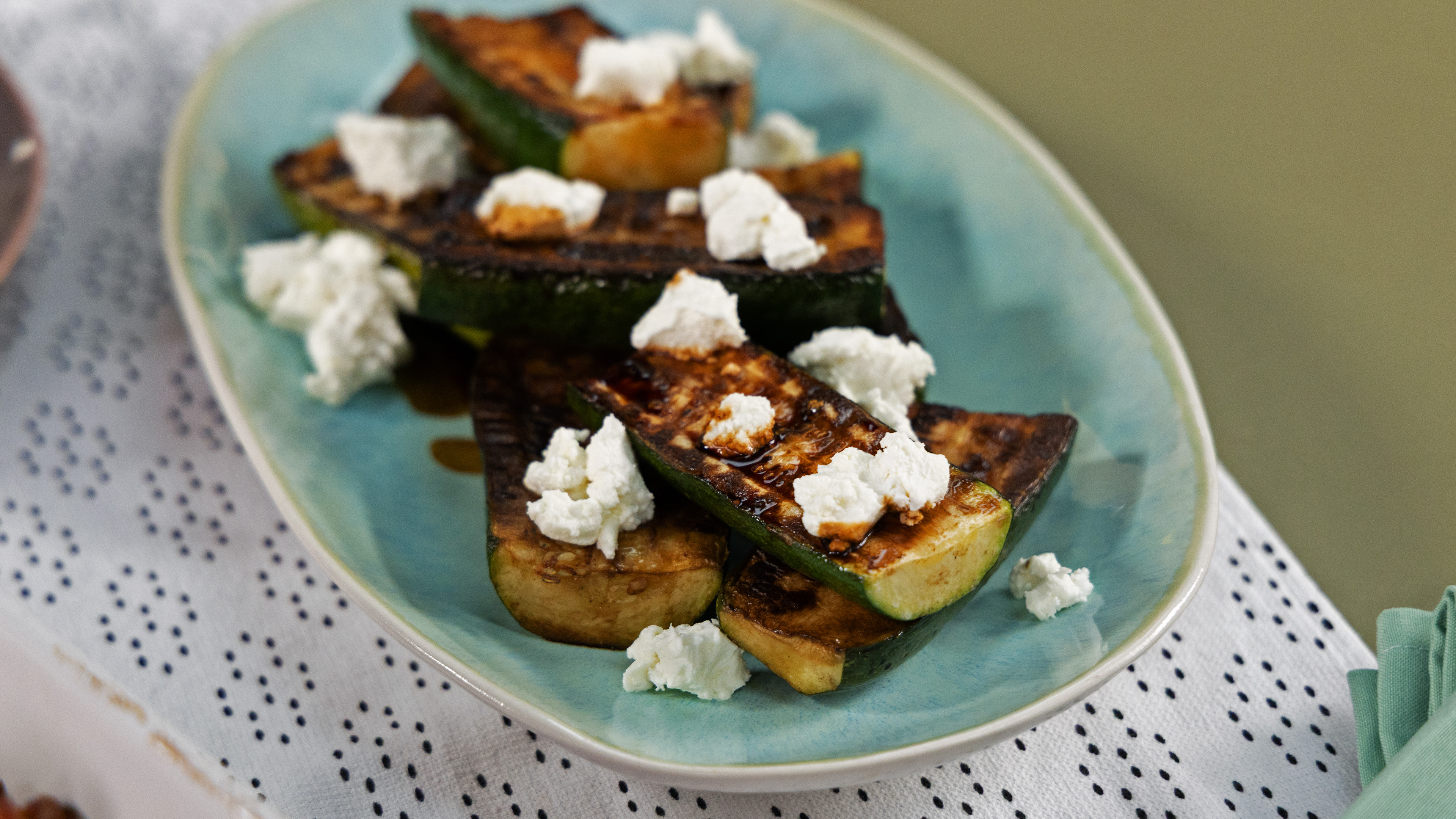 Charred Zucchini with Balsamic and Goat Cheese