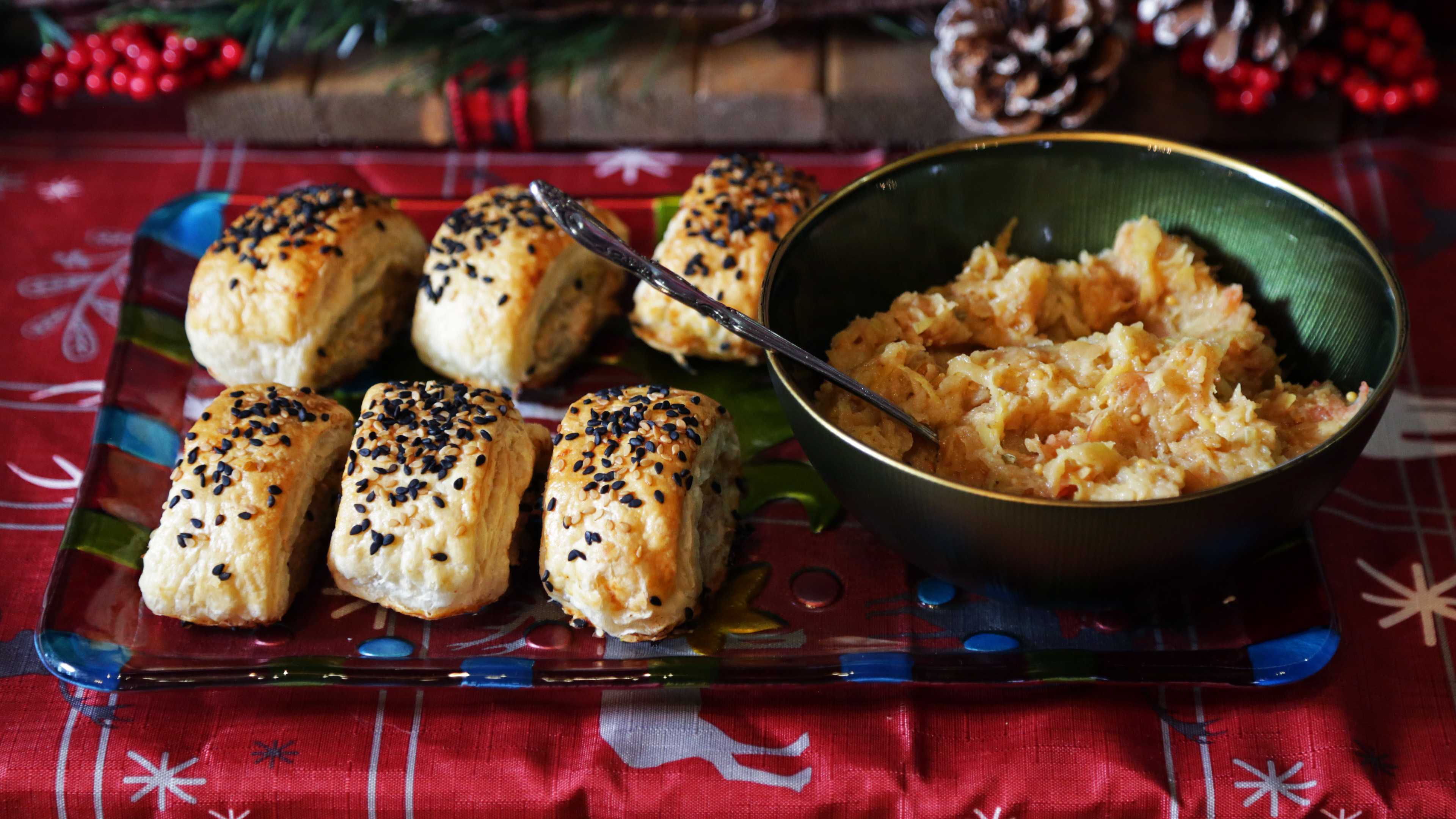 Curried Turkey Sausage Rolls and Apple Ginger Chutney