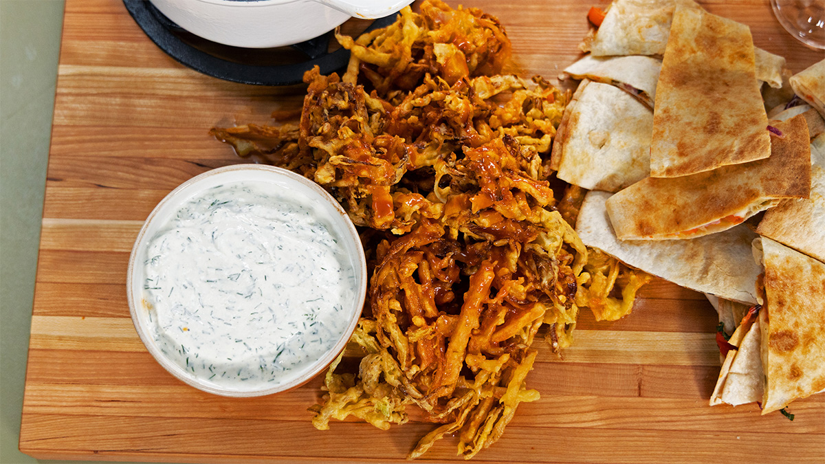 Buffalo Veggie Pakora “Wings” with Yogurt Ranch Recipe