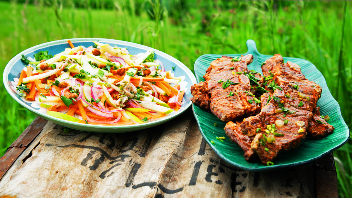 Crispy Celeriac and Apple Slaw
