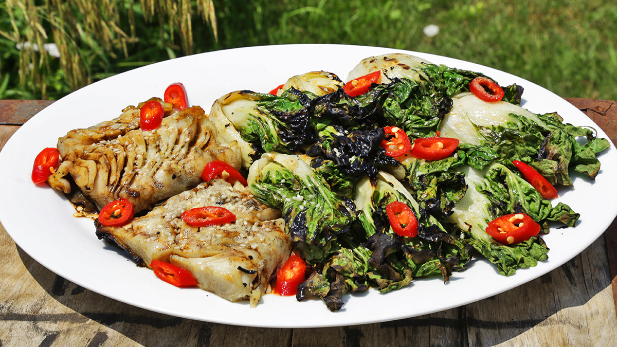 Amazing Sesame Soy Glazed Black Cod with Grilled Bok Choy Recipe