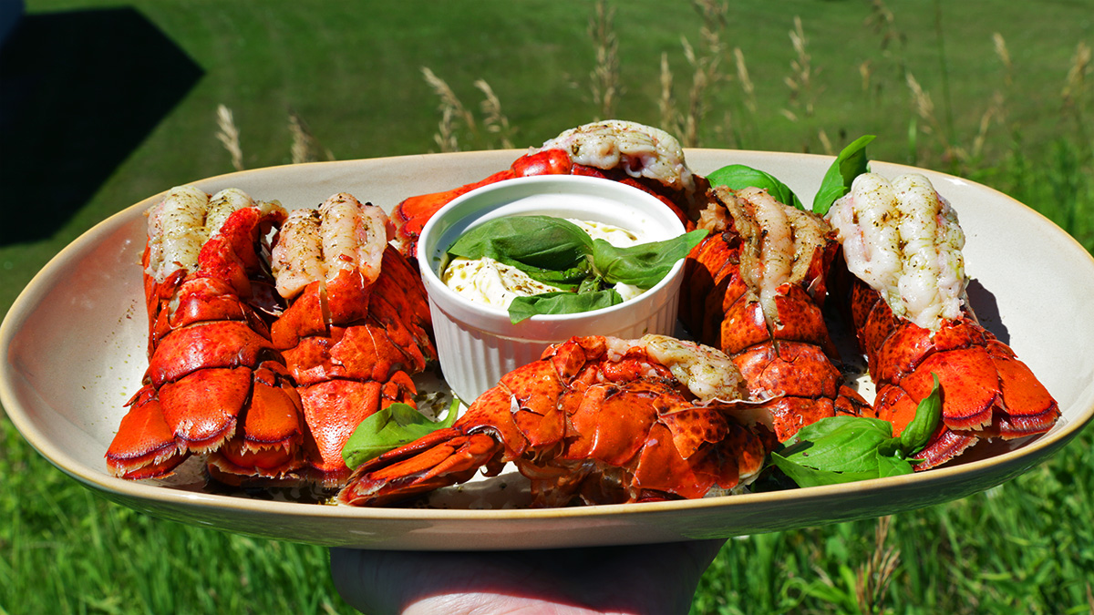 Grilled Lobster Tail with Basil Mayo