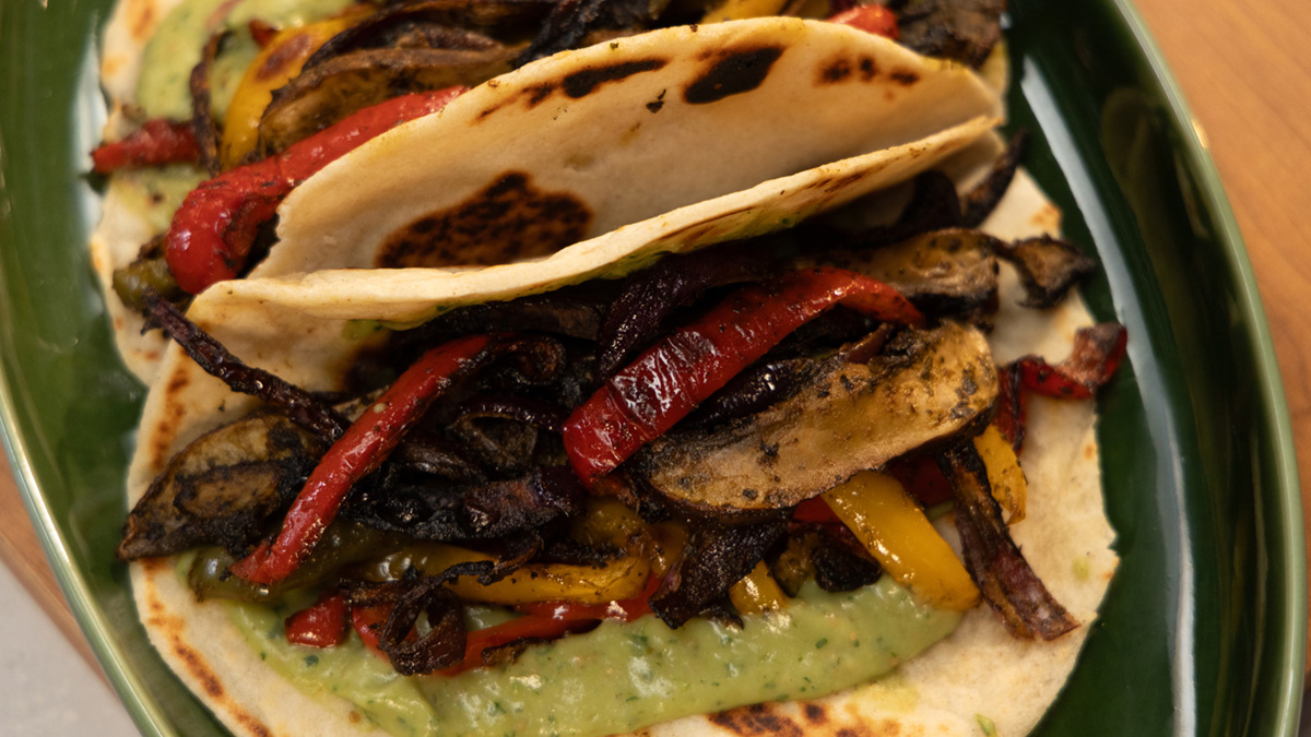 Delicious Sheet Pan Mushroom Fajitas with Avocados Salsa and Mixto Tortillas Recipe