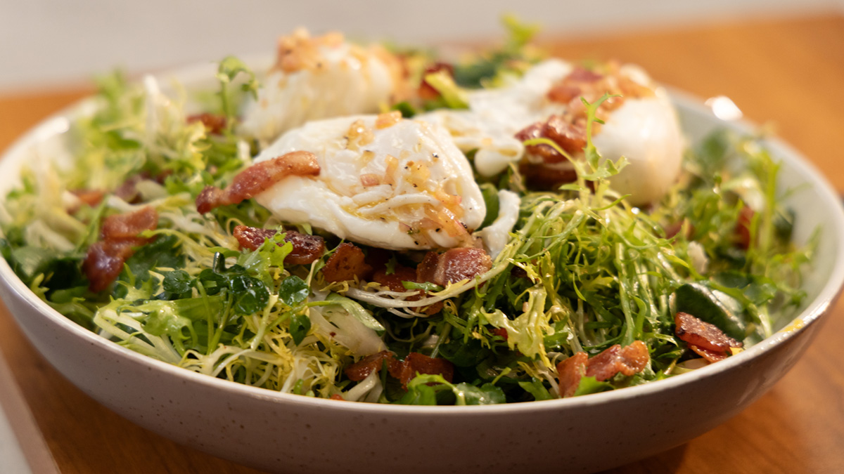 Irresistible Frisée Salad with Lardons & Poached Egg Recipe