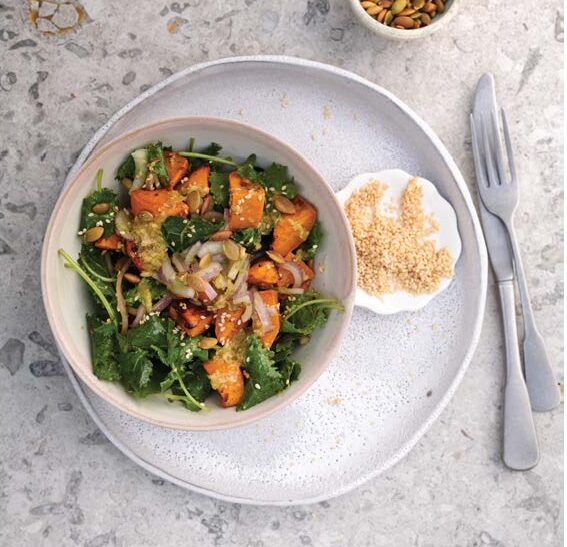 Vibrant Kale and Sweet Potato Salad with Miso Recipe