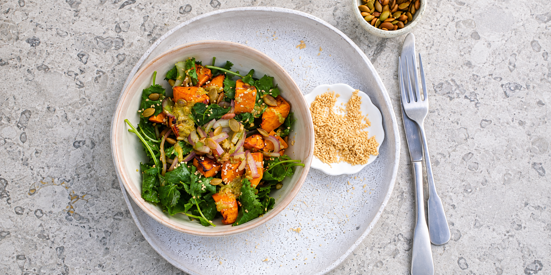 Vibrant Kale and Sweet Potato Salad with Miso Recipe