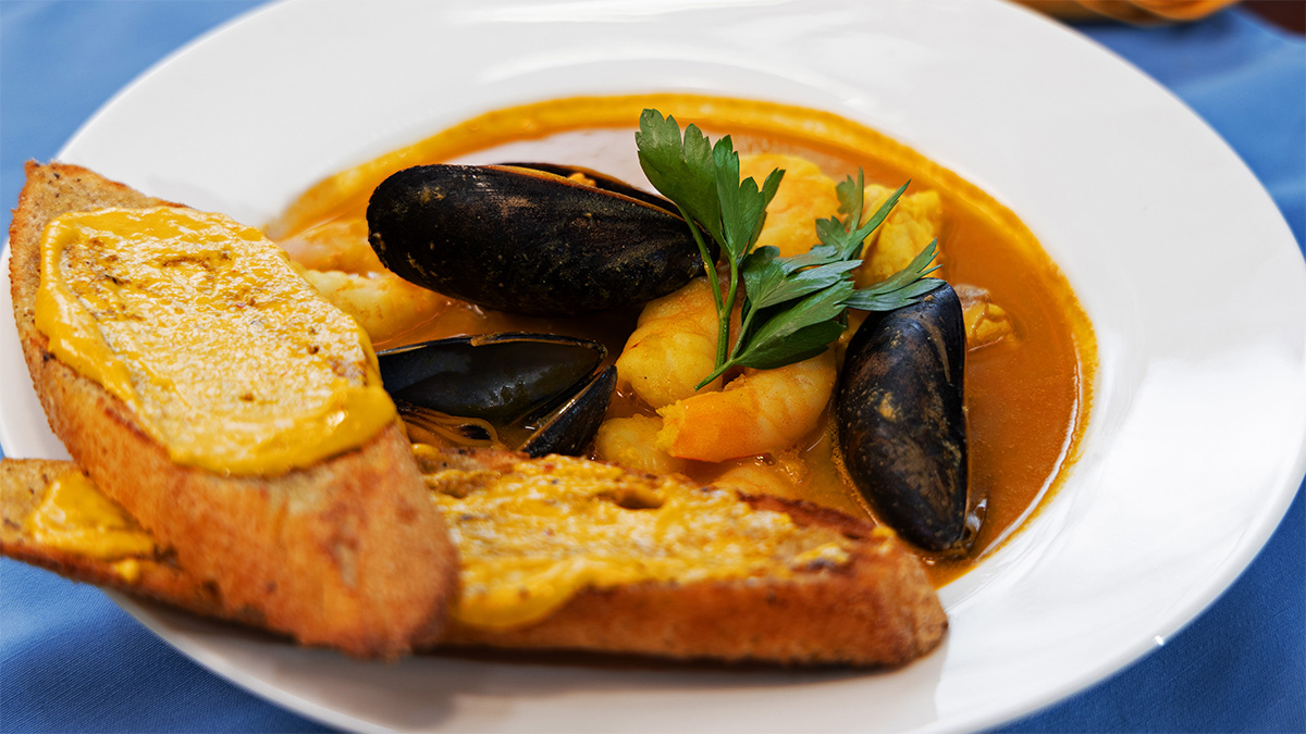 Sensational Bouillabaisse with Grilled Romaine Recipe