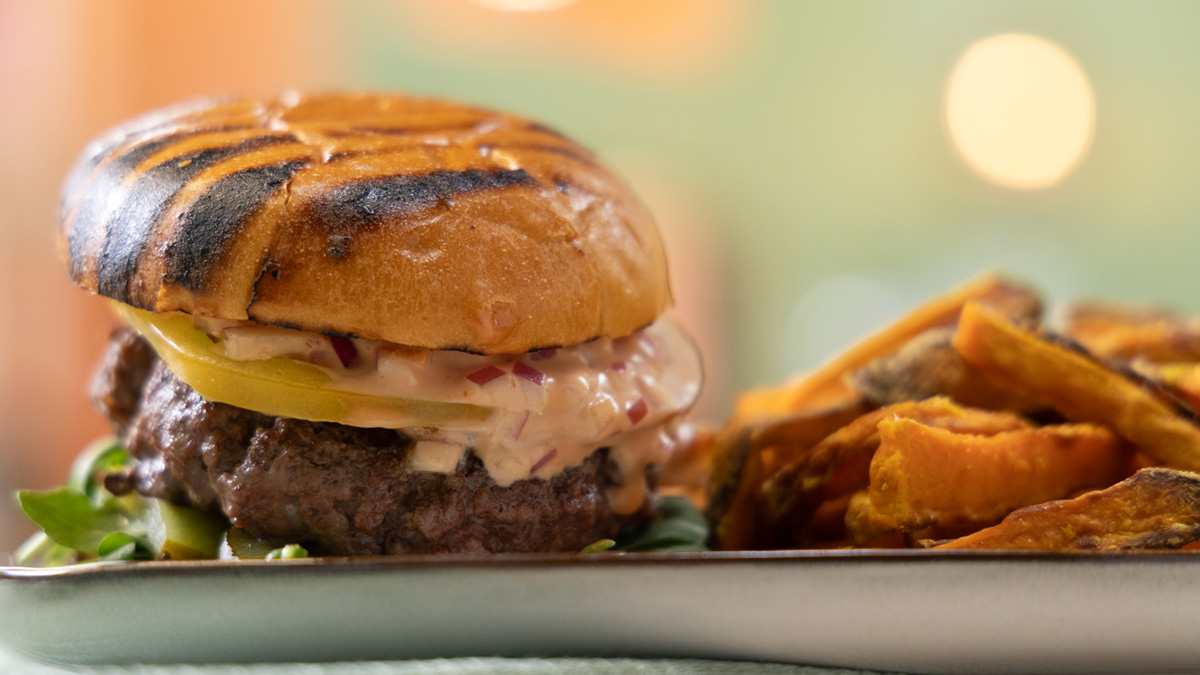 Mouthwatering Steakhouse Burger with Sweet Potato Fries Recipe