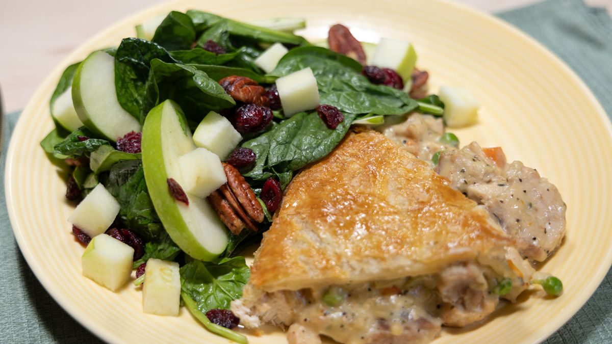 Cozy Chickpea Pot Pie with Spinach Salad Recipe