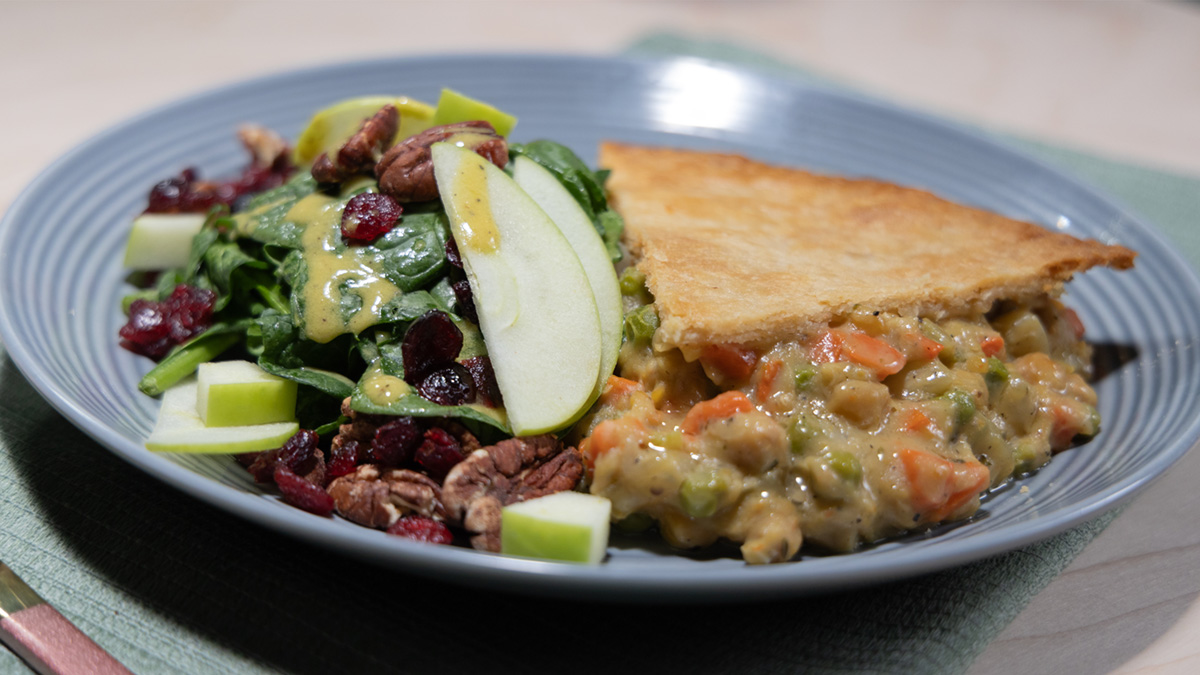 Hearty Chicken Pot Pie with Spinach Salad Recipe
