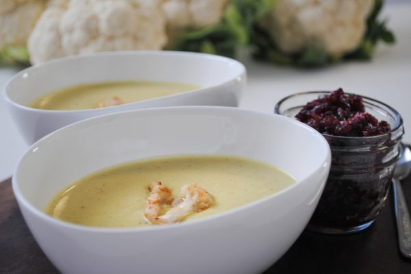 |Cauliflower soup with cranberry compote