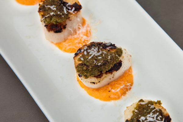 Grilled Scallops with Pecorino Crust from Watts on the Grill